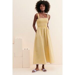 Find Me Now Kacey Gingham Maxi Dress Light Yellow Purple Size Small